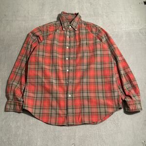 Ralph Lauren Shirt Mens L Classic Fit Button Down Red Flannel Plaid Casual Pony